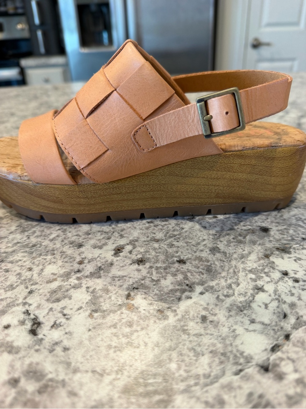 Korks Women’s Platform Woven Sandal - Tan Size 8